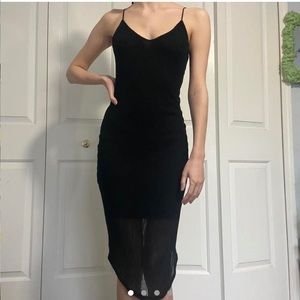 Express long black ribbed dress in size XS